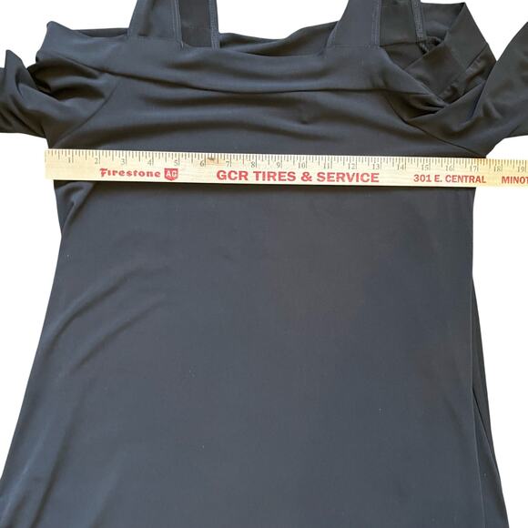 Clara Sun Woo Top Tunic Size Small Black Stretch Knit Lagenlook Artsy Travel - Picture 8 of 8